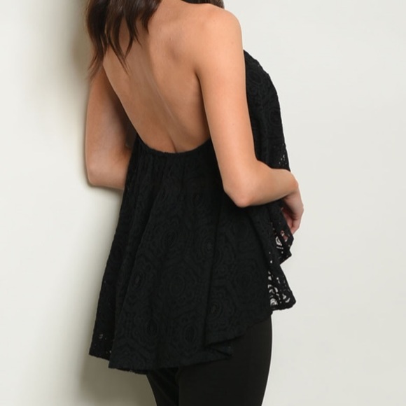 Bellbottom pants and lace high/low choker top - Picture 3 of 6